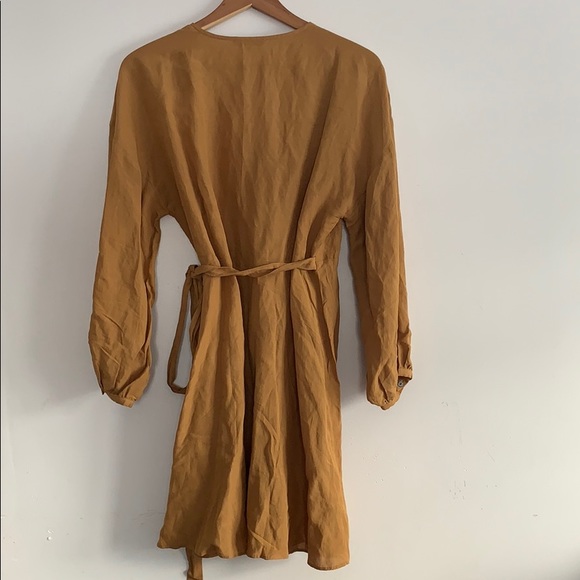 Linen Blend Balloon Sleeve Dress - Picture 4 of 6